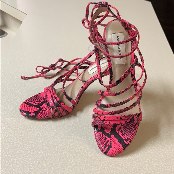 NWT Antonio Melani Valyn Snake Print Lace Up Heel - Picture 3 of 10